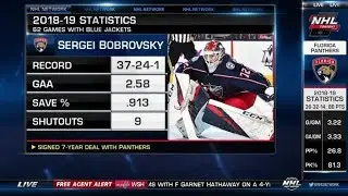 NHL Tonight:  Sergei Bobrovsky signs seven - year deal with Panthers  Jul 1,  2019