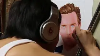 Painting of Ewan McGregor (work in process14)