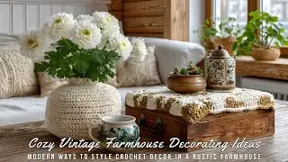 Современные способы оформления интерьера в стиле кантри с использованием вязаных крючком элементо...