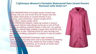 QZUnique Women's Packable Waterproof Rain Jacket Poncho Raincoat with Hood
