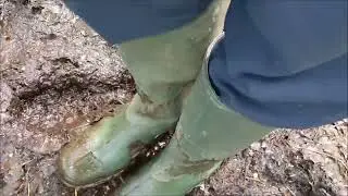 Green Wellies in Deep Woodland Mud