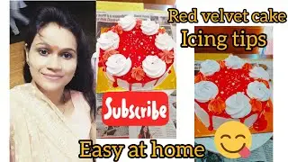 #Red velvet cake at home icing tips and tricks #home made gel#Red velvet