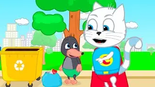 Família de Gatos - Super-herói mantém as coisas limpas Desenho Animado em Português Brasil