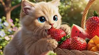 Adorable Cat Mukbang Fruits Pt.2 🍉🐱#CatMukbang #CuteCat#AdorableKitten #CatShorts #Animation#shorts