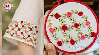 Hand embroidery sleeve design, easy embroidery sleeve design , #embroidery #fyp #foryou