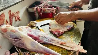 Gudur Sant Goat Cutting Skills !! Mahesh Meat Cuts !! Telangana Mutton Shop Bhagyalatha Hyd !!