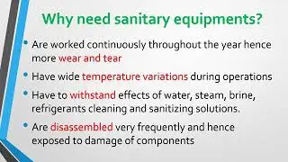 Lesson 1  Sanitary Features and Materials of Construction In Dairy Industry