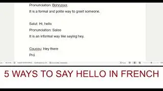 5 ways to say hello in French