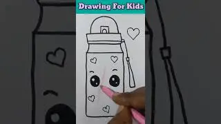 How to Draw a Cute Water Bottle😳😘 #shorts #drawing