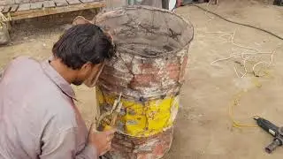 Pakistani Vehicle Mechanic Making Stove from Old Oil Drum | Pakistani Trucks