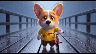 Baby Corgi Fights Rain 🐱🌧️ | Rescues Trapped Kitten & Becomes a Hero🚴❤️