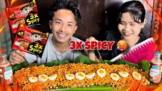 3X SPICY NOODLES 🔥 ||couplemukbang ||manipurcouple ||northeast ||mukbang 