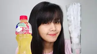 ASMR Drinking Apple Juice ~ Eating Ice ~ Sounds