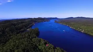 Drone view - Nice blue lake in Quebec