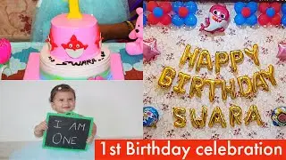 First birthday decoration ideas, birthday vlog,baby first birthday party ideas,baby shark theme,cake