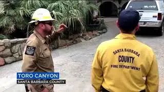 Firefighters try to round up animals near Santa Barbara