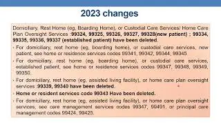2023  E & M coding changes in Home or Residence Services