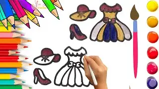 How To Draw cute Dress ,Shoe & Hat Drawing, Painting & Coloring For Kids and Toddlers_Child Art🌈🎨