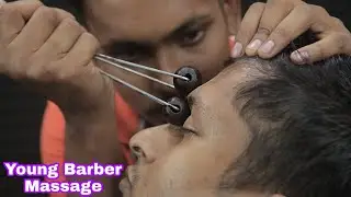 Indian Young Barber Forehead Massaage And Awesome Neck Cracking Techniques ASMR | Head Massage ASMR