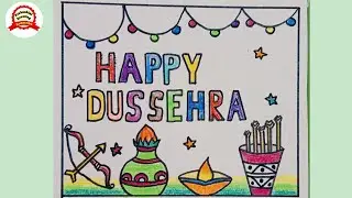 Happy dashara drawing 2025 / happy vijaydashmi drawing / dashara rangoli / happy dashara poster