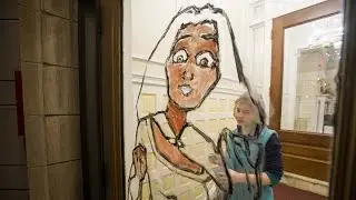 Cartoon Painting on Bay State Road Brownstones