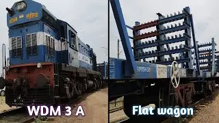 Indian railways locomotive WDM 3A + Flat wagon |  WDM 3 A locomotive | flat wagon | BRN wagon
