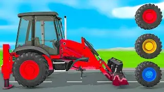 TRANSPORTING PIXAR CARS & FRUITS WITH COLORED & JOHN DEERE vs CLAAS vs TRACTORS - BeamNG.drive #962