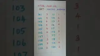 NTSE 2021-22/SAT/MATHS ANSWER KEY