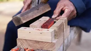 Make a handmade tool to make round wooden material easily from square wood.