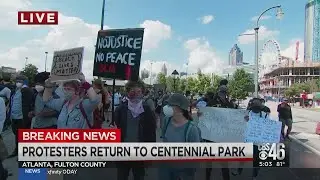 Protesters remain peaceful in downtown Atlanta