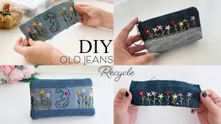 How to make recycled denim coin purse #online #handmade #bag #DIY  #tutorial