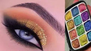 Natural Orange Golden eye makeup tutorial step by step easy eye look// Hoorain Fatima vlog 