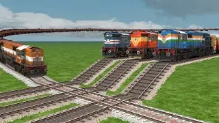 5️⃣ Trains Risky Railway Crossing On Bumpy Curved Railroad Tracks | beamng train simulator |