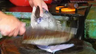 Live slaughter of Prionurus scalprum-Taiwan traditional fishing market
