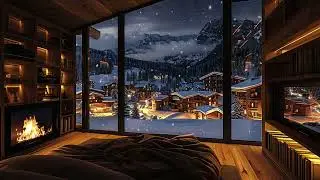 Extreme Winter Blizzard Cabin | Fire Sounds & Wind ASMR for Anxiety Relief
