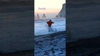 Be careful at The Black Beach of Iceland 😬 !! #Iceland #BlackBeach