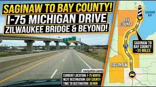 Driving on Interstate 75 through Saginaw, Michigan to Bay County