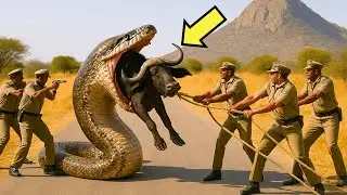 POLICE OFFICERS SAVE BUFFALO FROM GIANT SNAKE ATTACK AT THE VERY LAST MOMENT