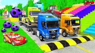 Long Truck with Trailer vs Speed Bumps &ndash; Realistic Crash Physics (BeamNG.Drive) 🚛💥