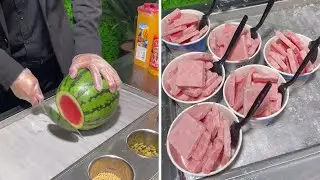 Watermelon ice Cream Rolls | Homemade Ice Cream | Street Food | Yummy Desserts