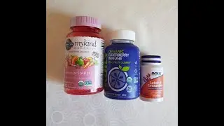 БАДы для взрослых (витамины Garden of life, Fruily Organic для иммунитета, NowFoods лютеин для глаз)
