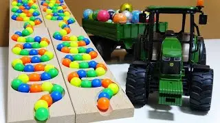 Quiet Toy Vehicle ASMR on a Wooden Marble Track | Thomas, Dump Truck & Street Sweeper