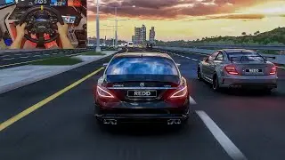Brabus CLS63 AMG & Mercedes C63 AMG Street Racing! - Assetto Corsa | Moza R16