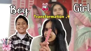 I styled my brother in a saree 😳🔥|transformation#tranformation #makeupchallenge #brothersister 