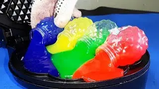 Experiment waffle iron vs liquid slime asmr