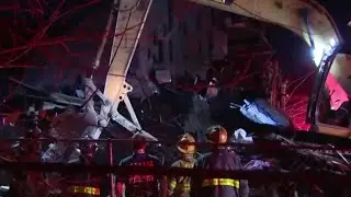 Fire-damaged house comes crashing down on Detroit's west side