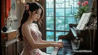 Cute Girl Play Piano Relaxing Music Calming peace