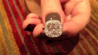 CUSHION CZ PLATINUM RING -  P7921WPL