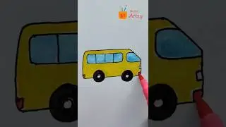 School Bus Drawing Easy Step By Step #easydrawing #youtubeshorts #busdrawing