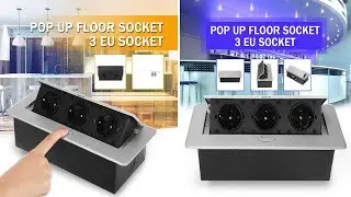 EU Standard 3 Way All Aluminum Panel Up Floor Socket Electrical Outlet Modular Combination